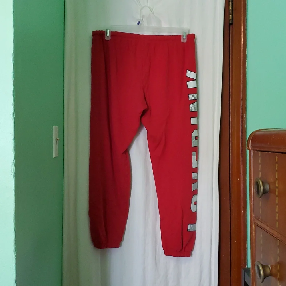 Red Sweatpants with Bold Lettering - Picture 8 of 9